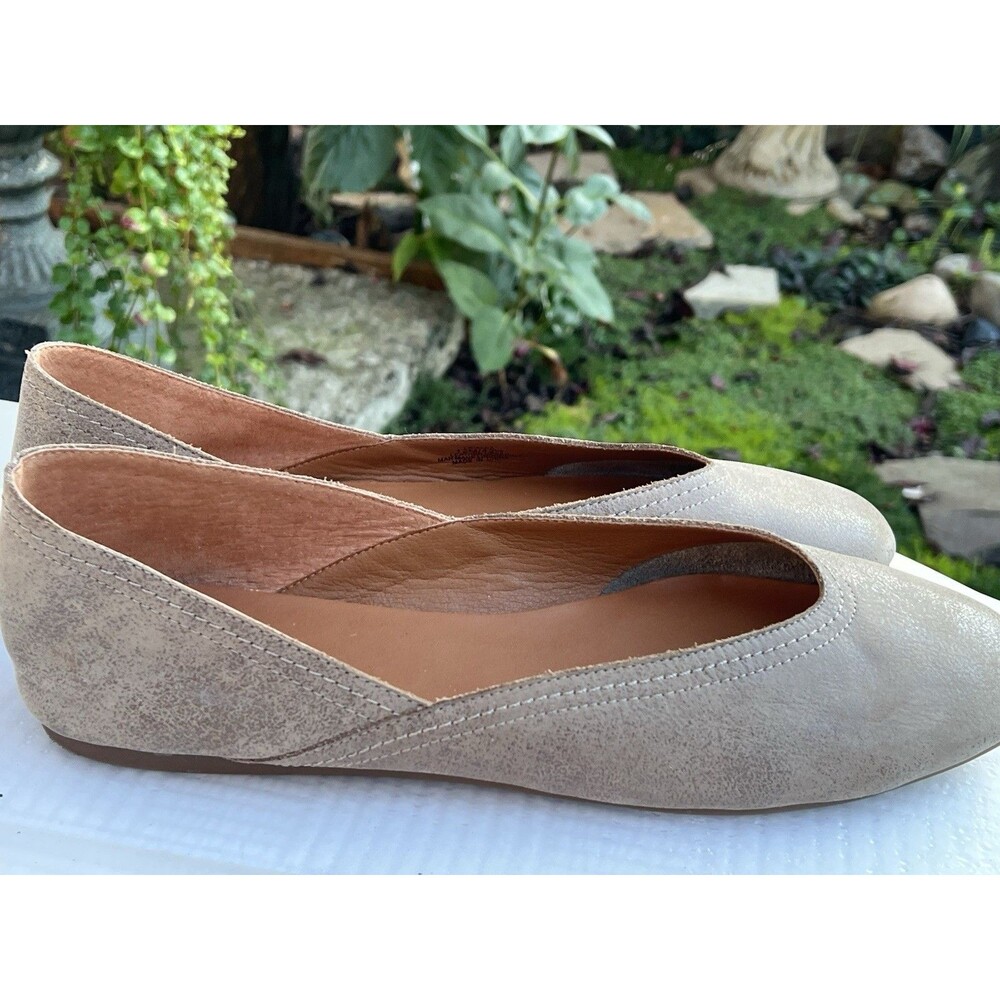 Lucky Brand Women’s Flats Size 12M Metallic Taupe Distressed Ballet Shoes